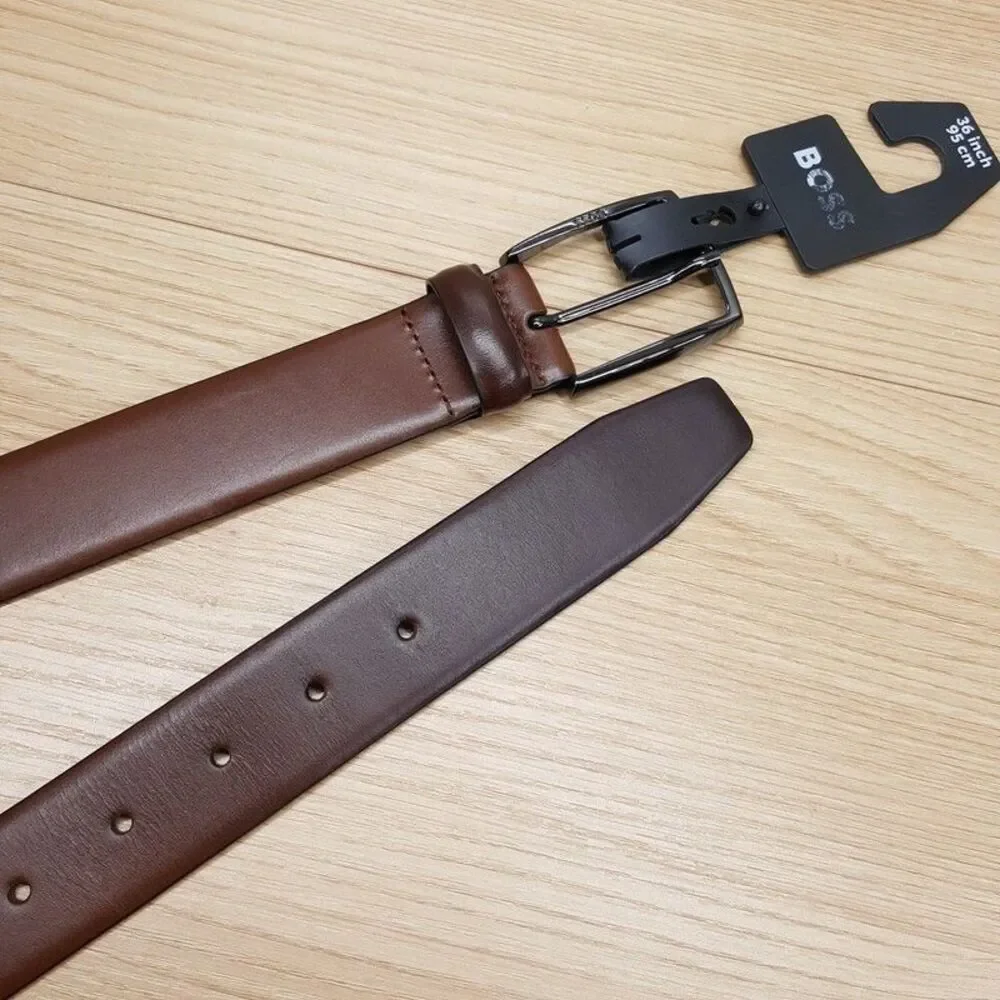 HUGO BOSS Belt Mens Size 36 Brown Leather CELIE